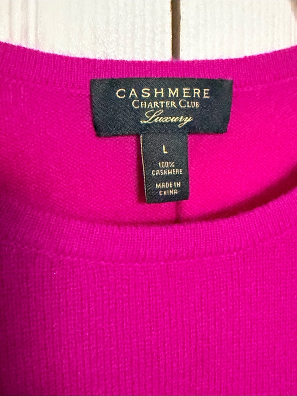 Charter Club Luxury 100% Cashmere Sweater Women’s Large Pink Fuchsia Crew Neck - Picture 2 of 5